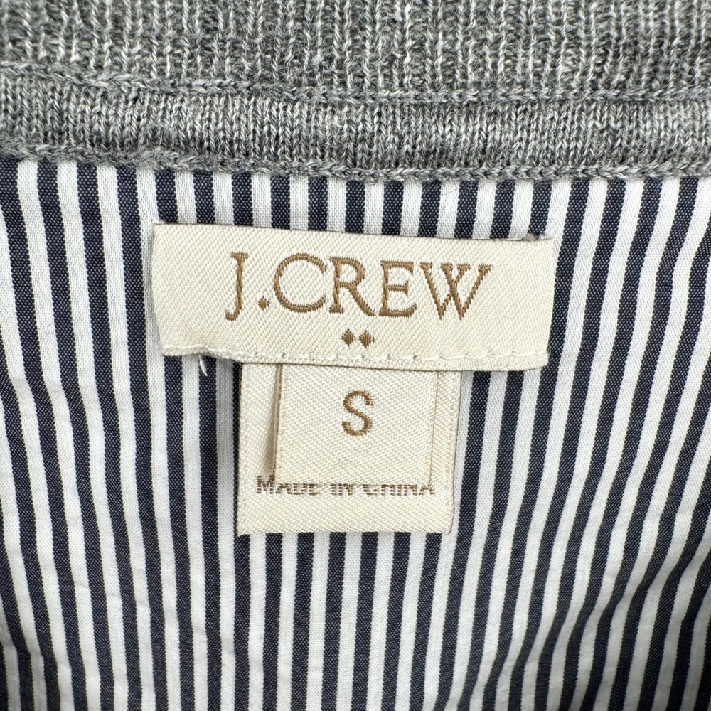 J.Crew Womens Merino Wool Blend Mixed Media Striped Layered Sweater Grey S - Picture 10 of 12